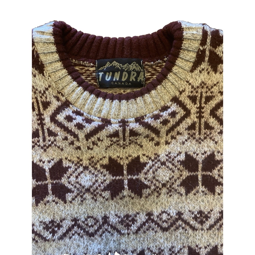 VTG Tundra‎ Wool Blend Sweater Men's L Knit Pullover 90s Made in Canada